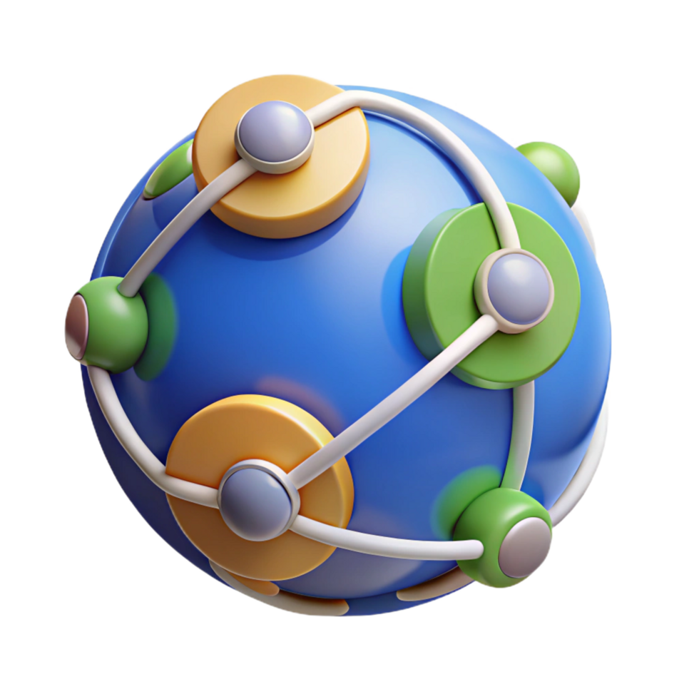 wonderful creative Global Network Connection Abstract 3D Sphere detailed png