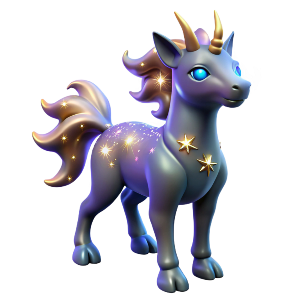 magnificent modern Cosmic Unicorn 3D Render of Magical Creature professional png