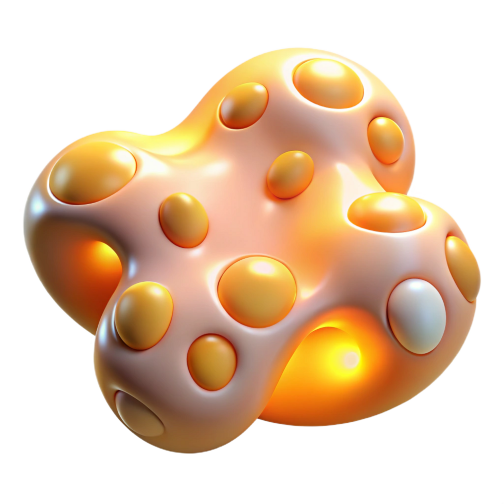 magnificent minimalist Abstract 3D Render Glowing Organic Form with Spheres authentic png