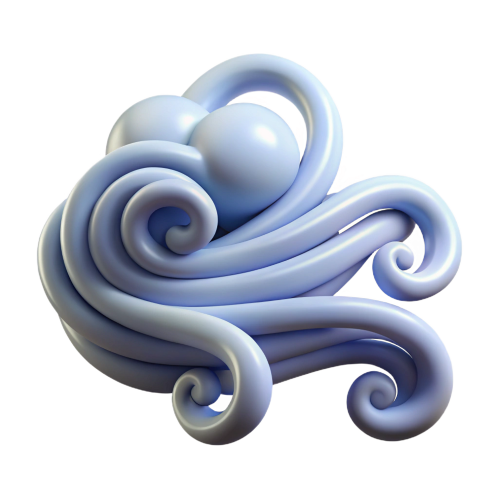 dramatic creative Abstract Swirling 3D Render Blue Cloud Forms genuine png