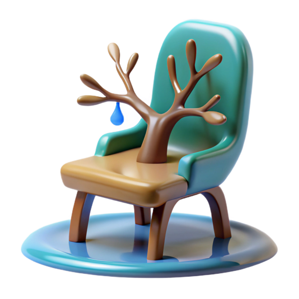 impressive traditional Chair with Tree Branch 3D Render of Nature-Inspired Design high quality png