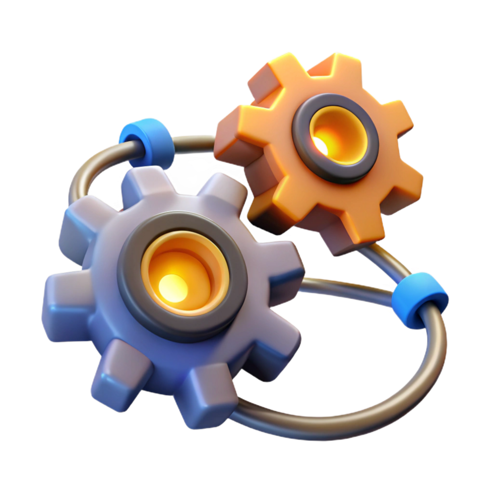 magnificent rustic Interconnected Gears System Integration Optimization detailed png