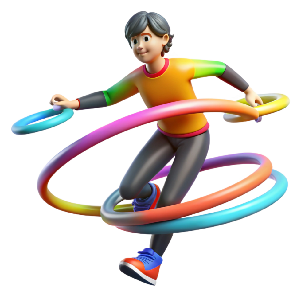 vibrant vintage Colorful Hoops Fun 3D Boy Active Play high resolution png