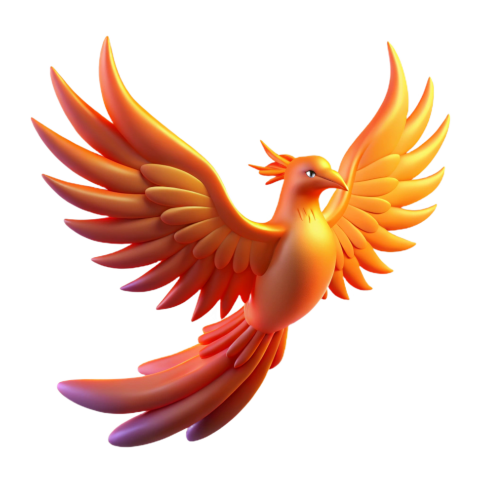 impressive vintage Orange Phoenix 3D Render of Mythical Bird 4K png