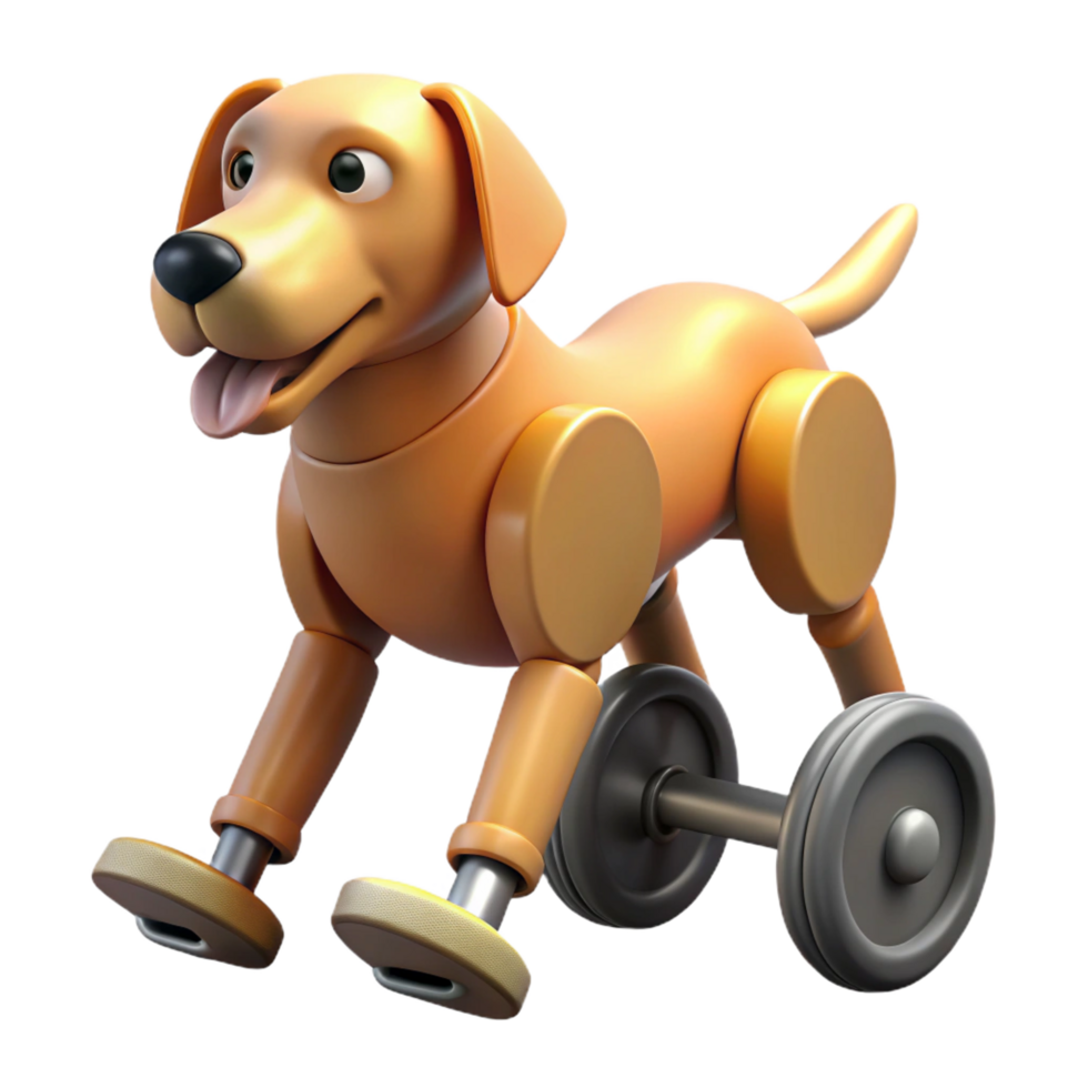 3D Render of a Toy Dog with Wheels png