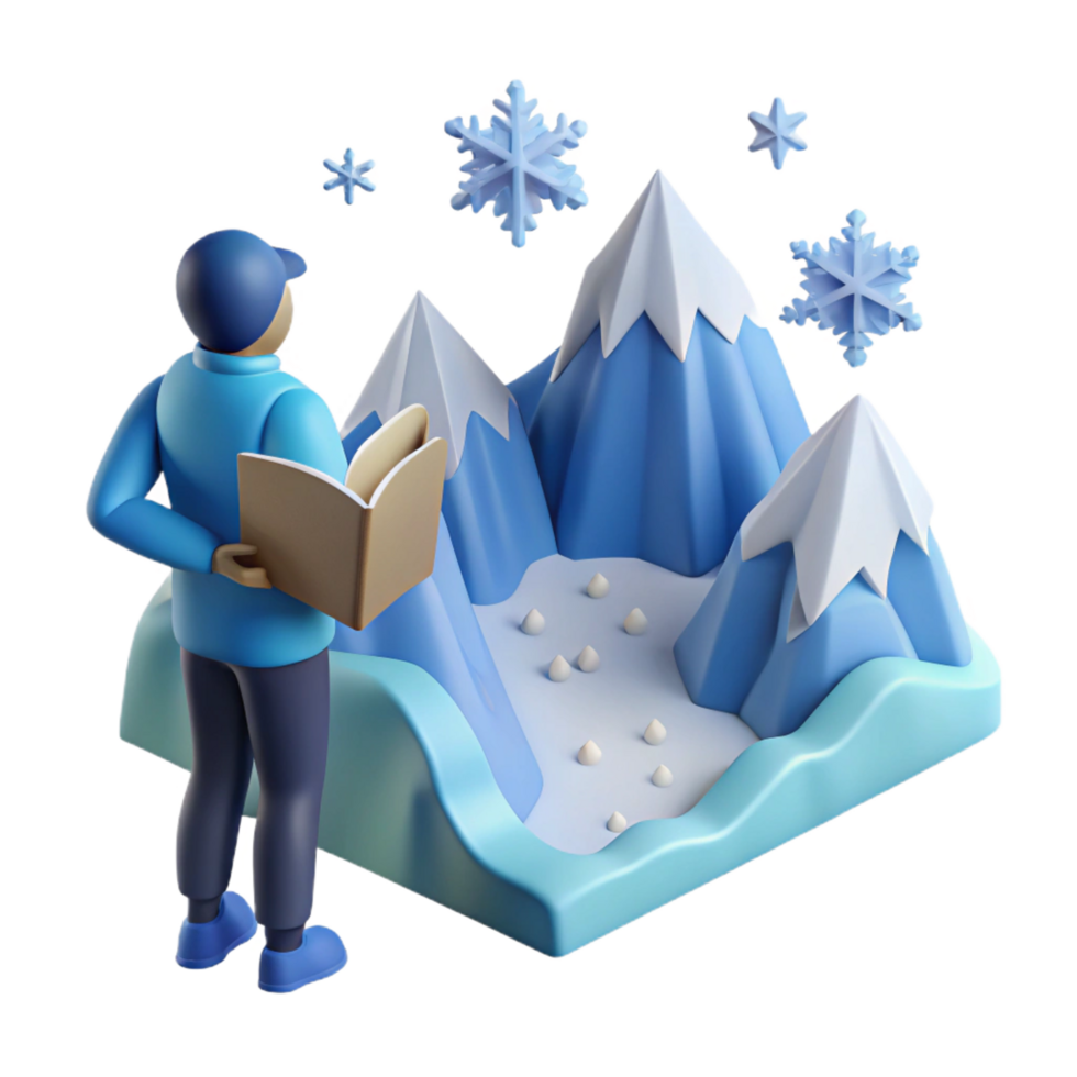 magnificent traditional Snowy Mountain Landscape Guidebook high quality png