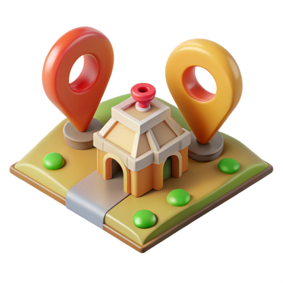 extraordinary classic Location Pin Building 3D Map Navigation Icon premium png