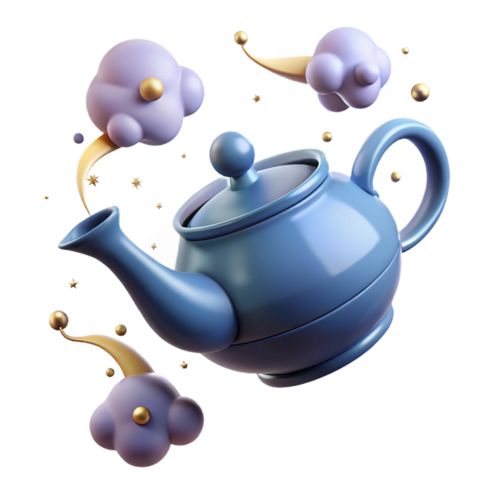 dramatic rustic Whimsical Teapot 3D Render of Magical Teapot exclusive png