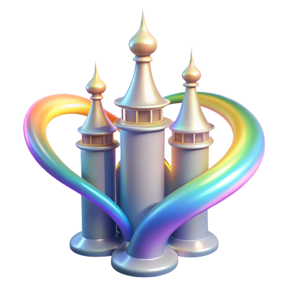 wonderful artistic Rainbow Heart Castle A 3D Fantasy Illustration authentic png