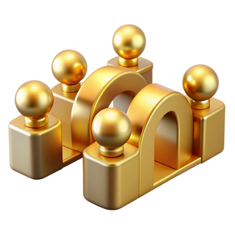 extraordinary abstract Golden Abstract Arch Sculpture 3D Render detailed png