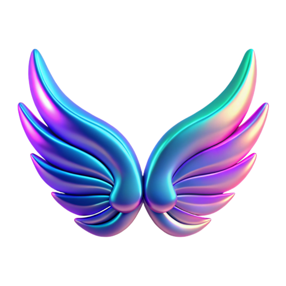 serene creative Iridescent Wings 3D Render of Colorful, Shiny Wings high quality png