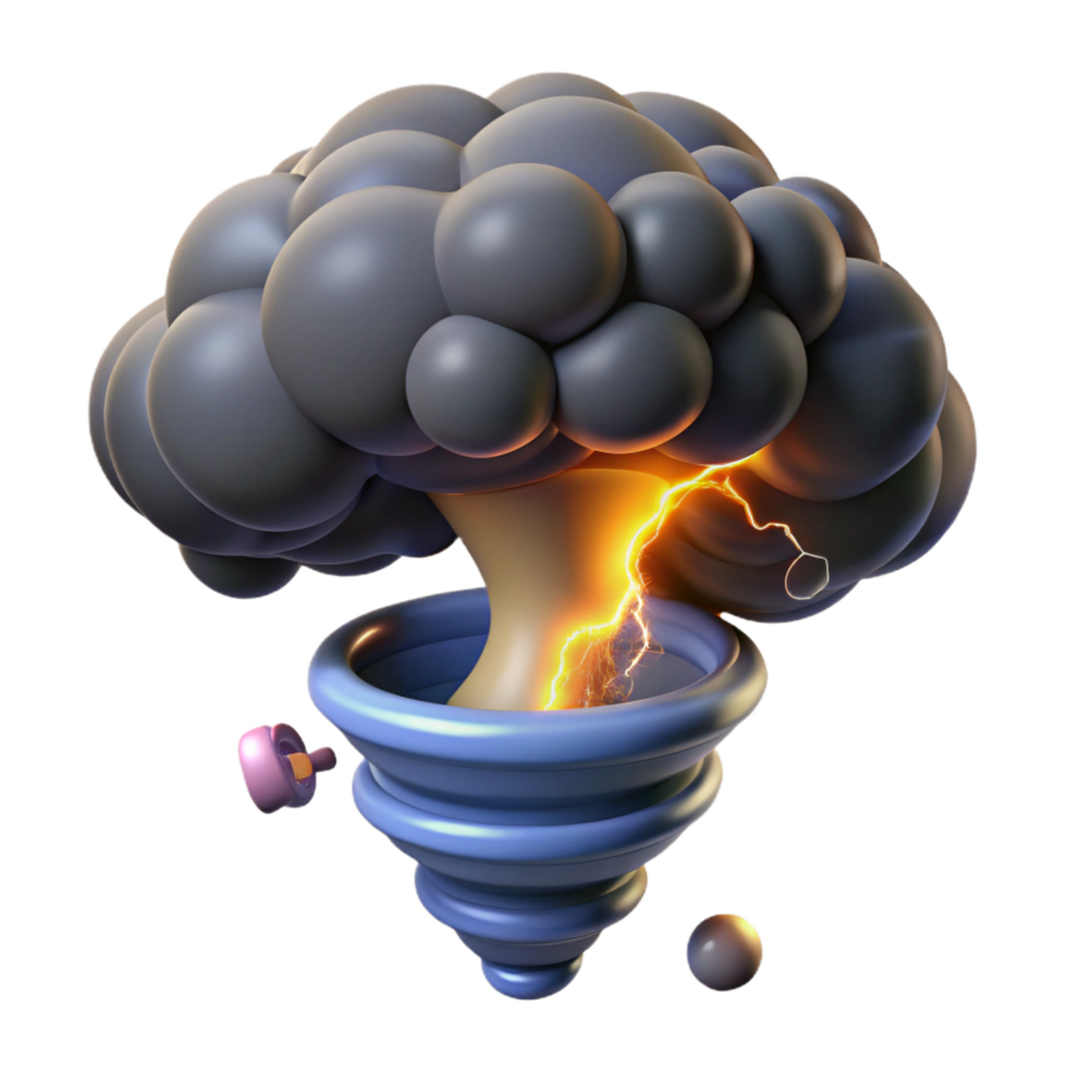 dramatic rustic 3D Render of Stormy Vortex with Lightning professional png