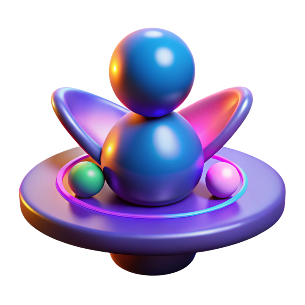 elegant rustic Abstract 3D Render Colorful Spheres and Geometric Forms professional png