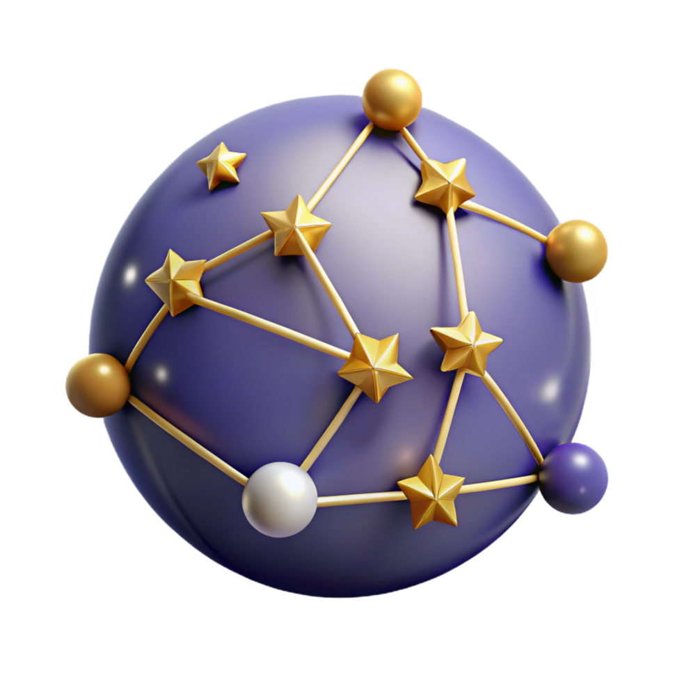 impressive artistic Celestial Sphere Gold Stars, Connected Spheres professional png