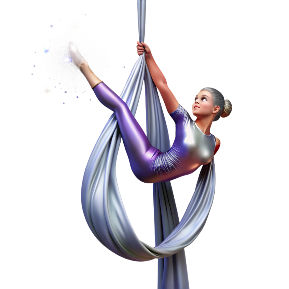 impressive creative Aerial Silk Artist Graceful Flight Dynamic Poses original png
