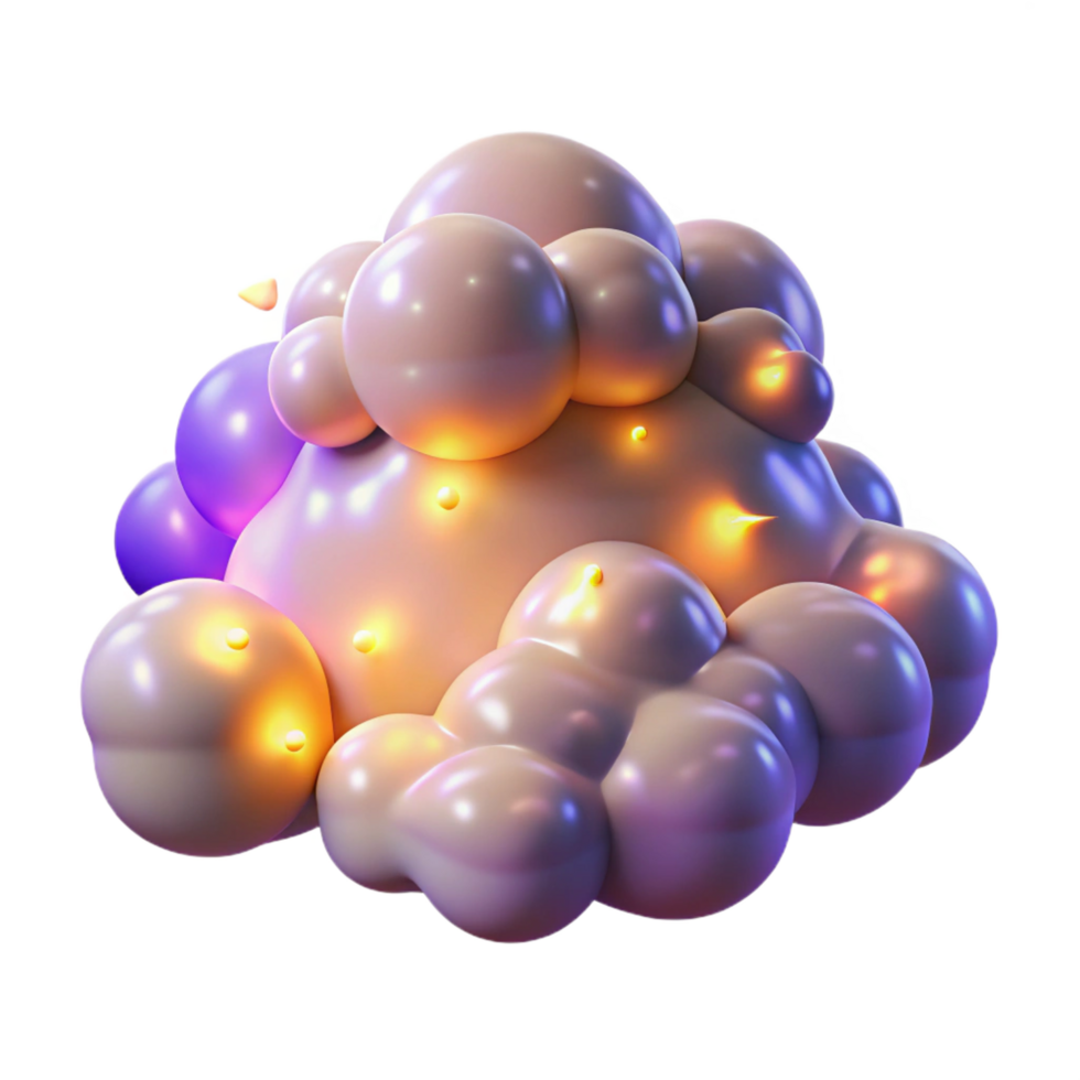 dramatic classic Glowing Bubbles Abstract 3D Render of Cellular Structure high quality png
