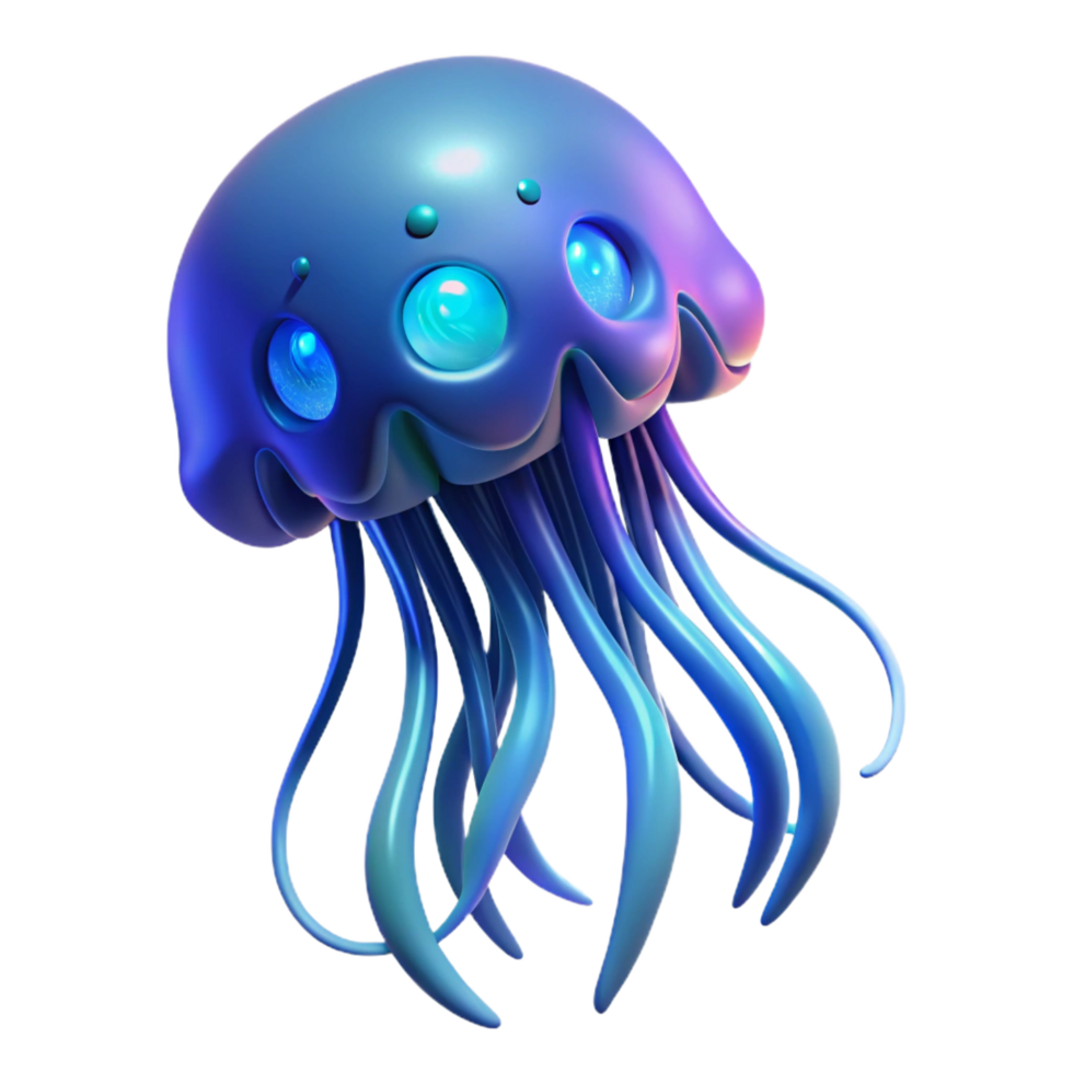 extraordinary contemporary Glowing Jellyfish 3D Render of a Cute, Bio Luminescent Sea Creature detailed png