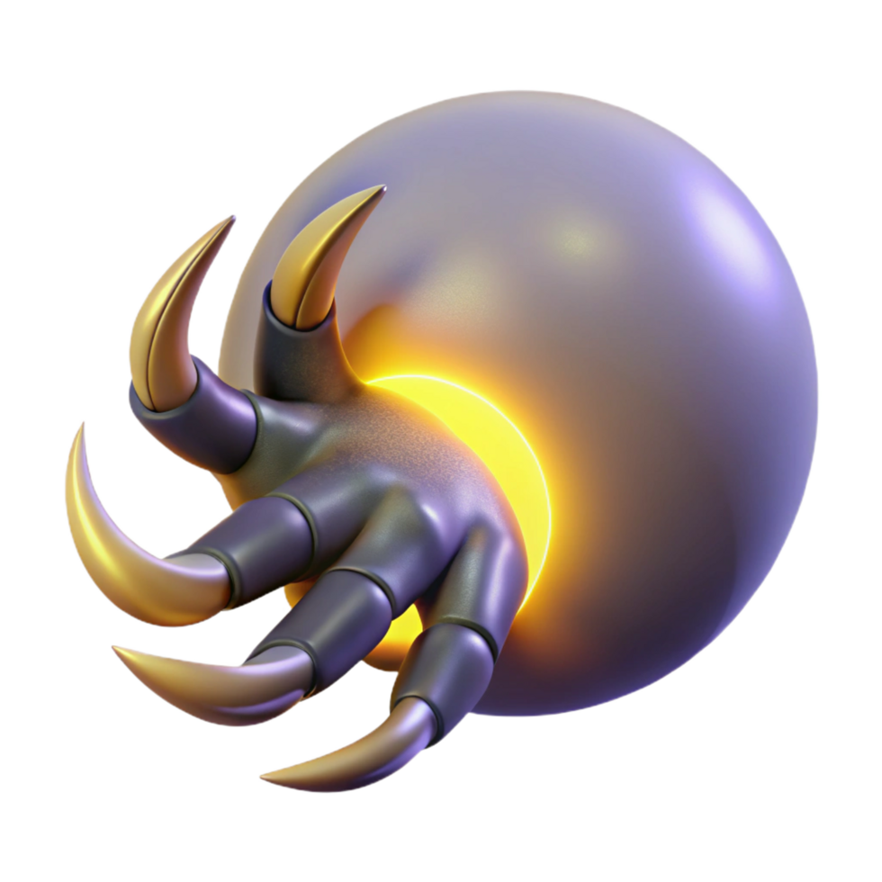 wonderful vintage Glowing Orb Held by Mechanical Claw premium png