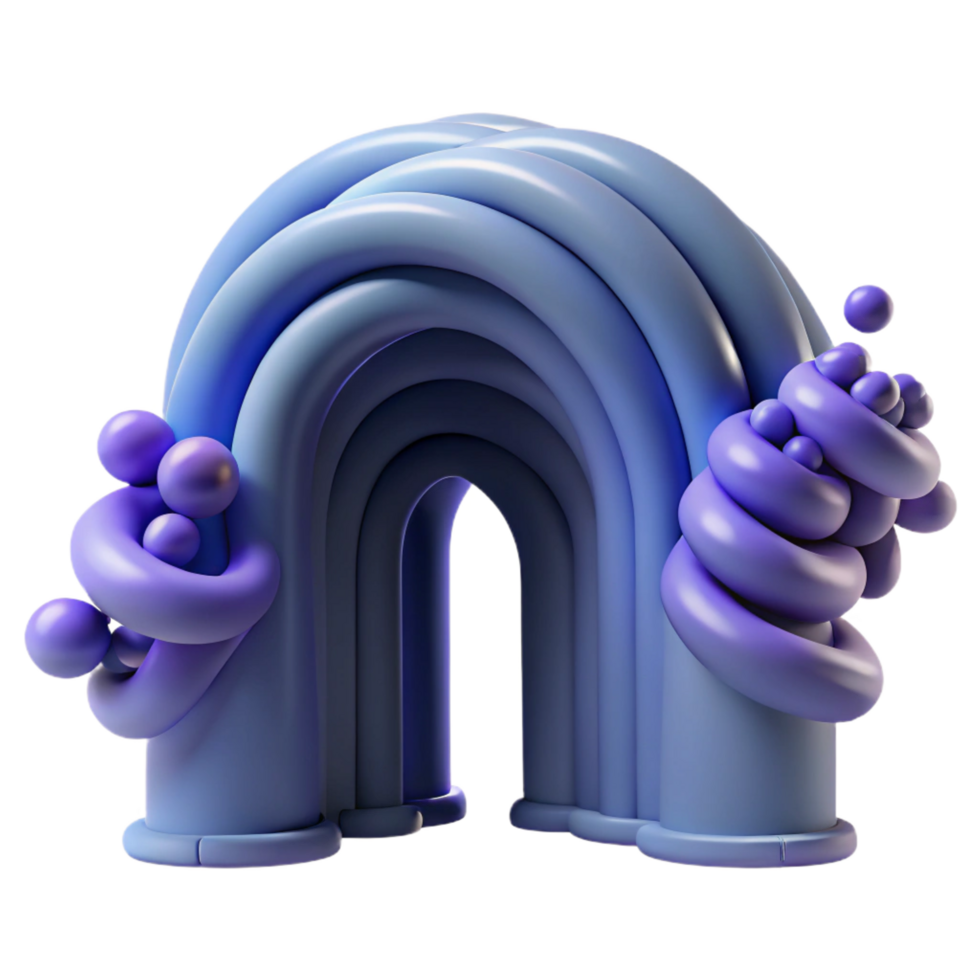 elegant minimalist Abstract 3D Archway Purple and Blue Balloon Arch premium png