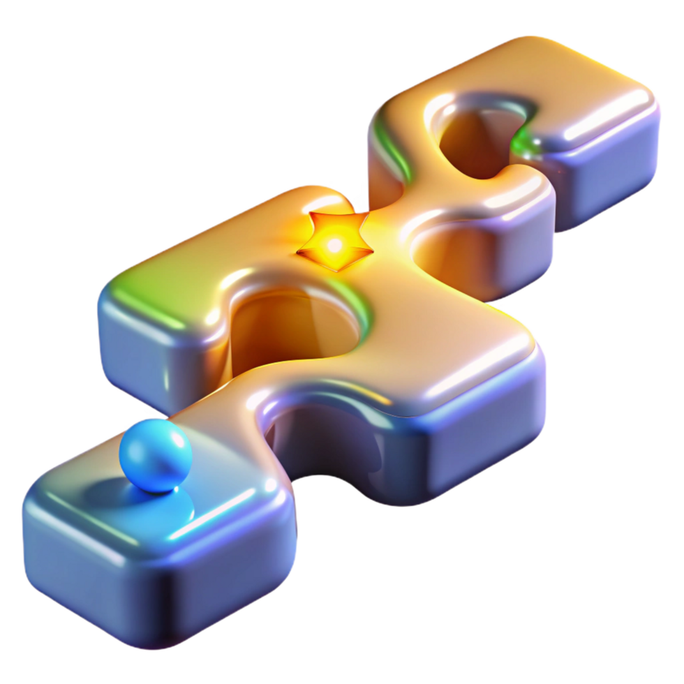 magnificent classic Abstract Puzzle 3D Rendering of Interlocking Shapes professional png