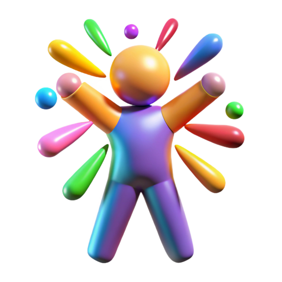 impressive traditional Joyful Colorful 3D Character Design high resolution png