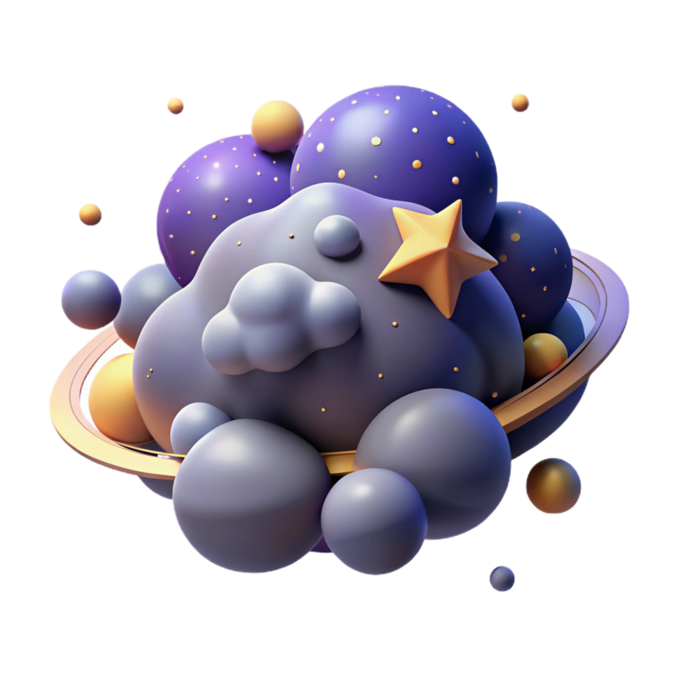 stunning modern Cosmic Dreamscape 3D Render of Abstract Celestial Forms original png
