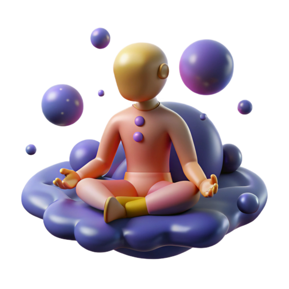 impressive abstract Mindfulness Meditation 3D Render of Serene Figure high quality png