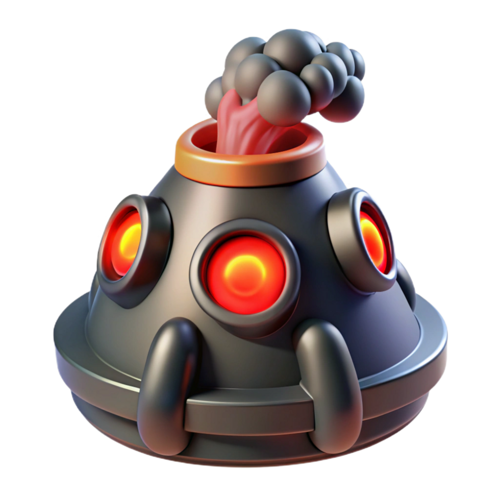 elegant artistic Cartoon Bomb 3D Render Exploding Device with Smoke original png