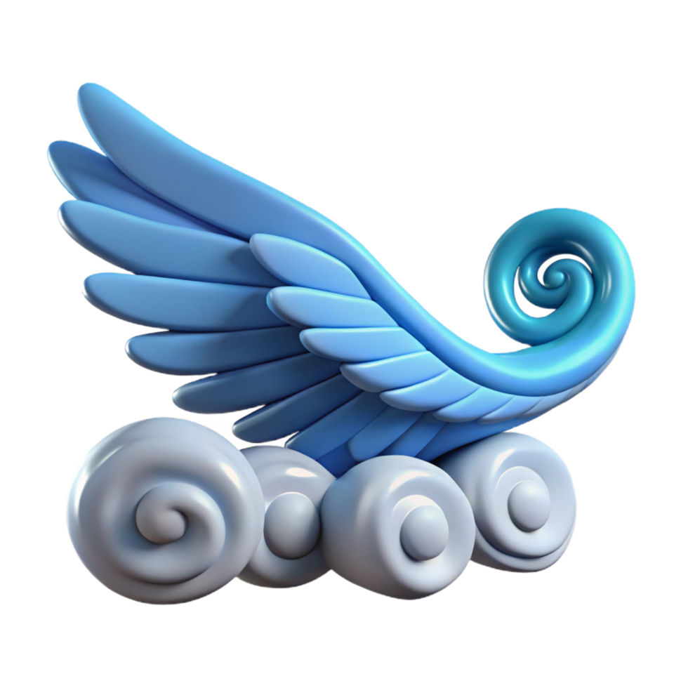 wonderful traditional 3D Render Wings on Clouds, Fantasy Art 4K png