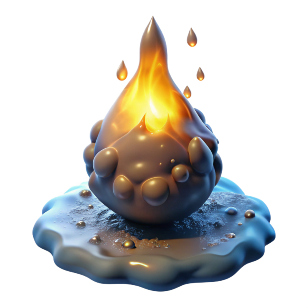 stunning traditional Burning Liquid Orb Abstract 3D Render high resolution png