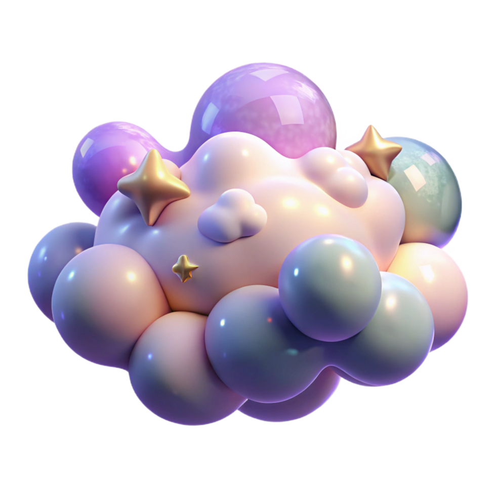 wonderful creative Dreamy Pastel Cloud 3D Render of Abstract Shapes authentic png