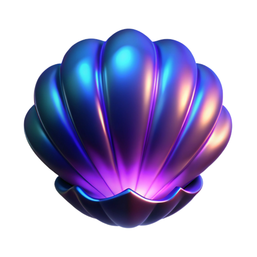 magnificent minimalist Iridescent Shell 3D Render of a Colorful Clam 4K png
