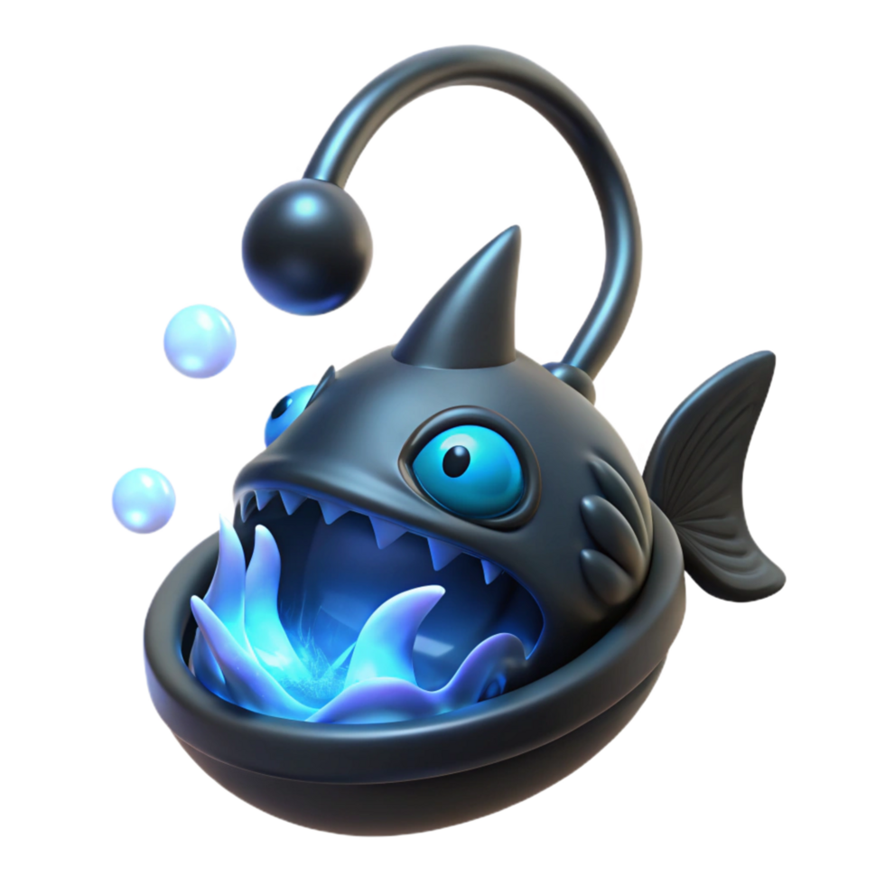 impressive traditional 3D Render of a Deep Sea Anglerfish with Bio Luminescent Lure professional png