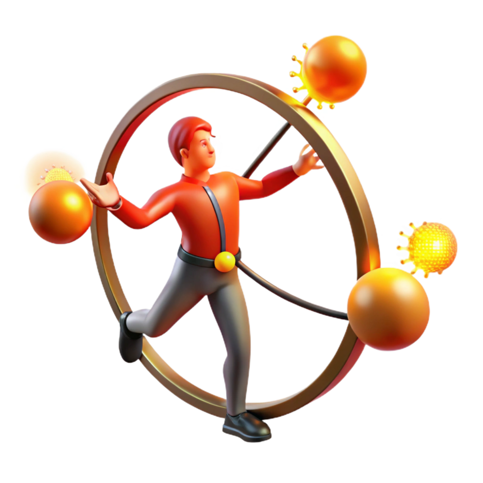 magnificent modern 3D Render Figure Juggling Energy Spheres authentic png