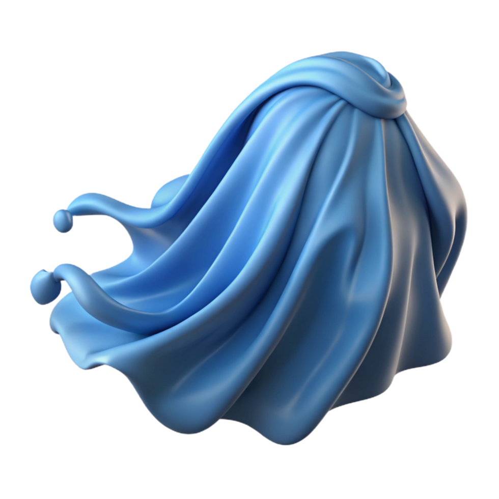impressive artistic Blue Fabric Drape 3D Render of Flowing Cloth high resolution png