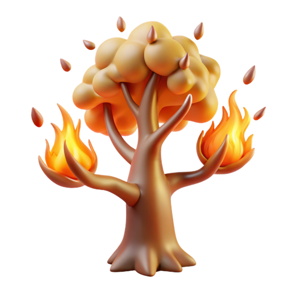 impressive traditional Burning Tree A 3D Model of a Tree on Fire high quality png