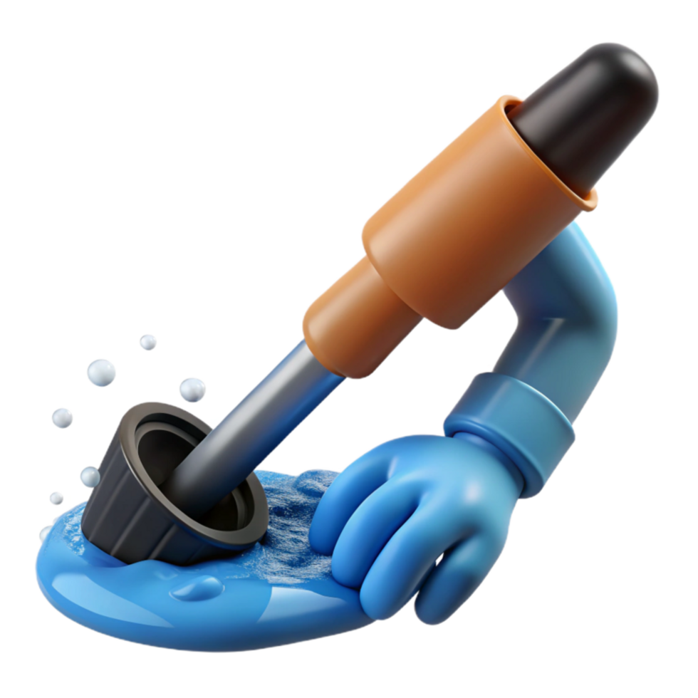 dramatic abstract Cartoon Hand Using Tool on Blue Liquid original png