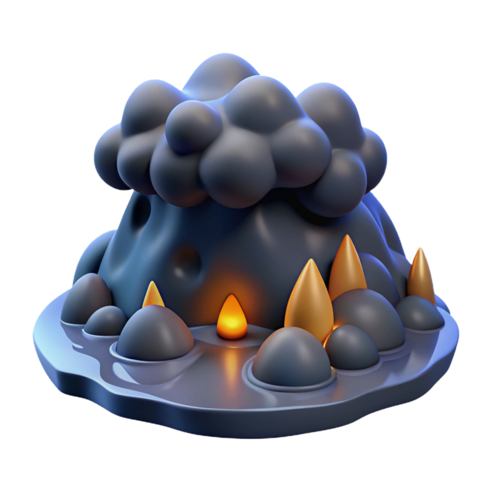 dramatic abstract Stylized 3D Volcanic Landscape with Clouds original png