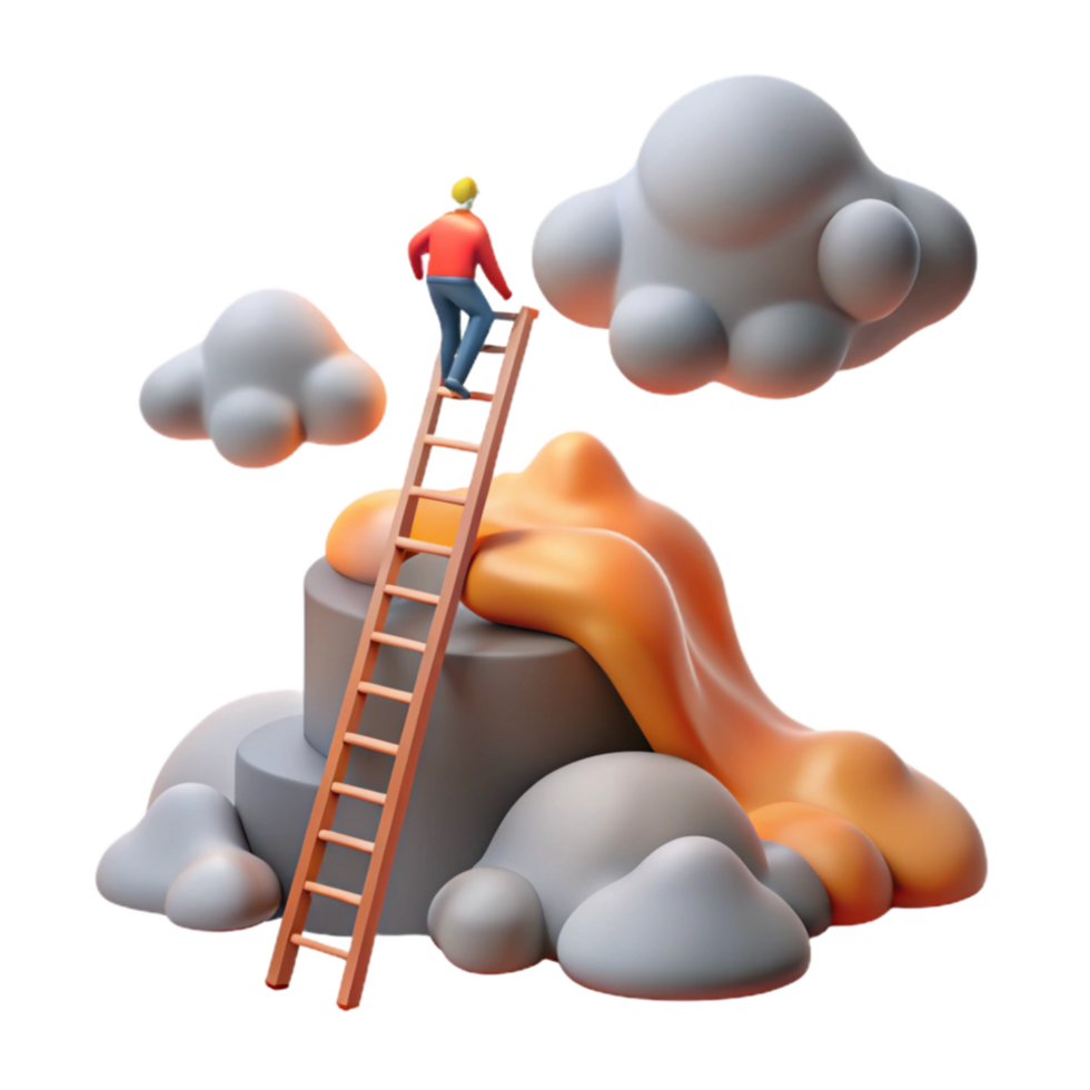 dramatic classic Climbing the Ladder to Success A 3D Abstract Illustration high quality png