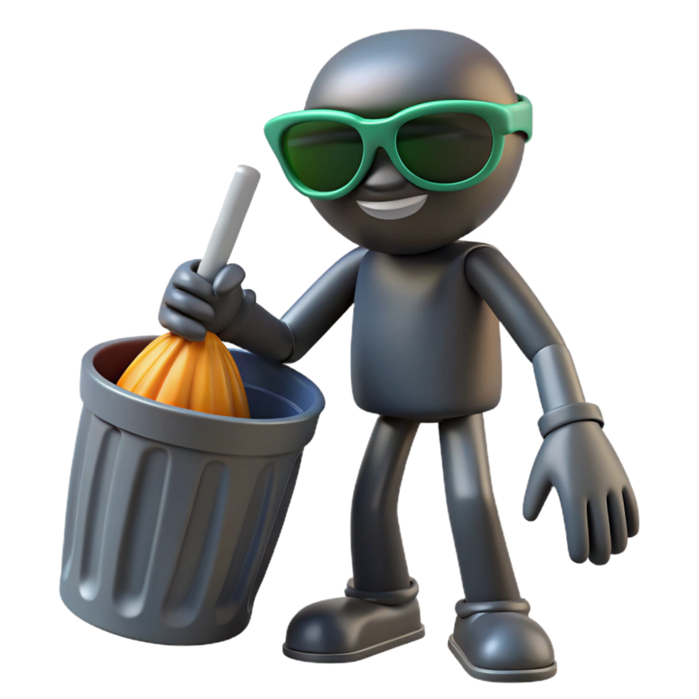 impressive rustic Cool Dude Cleaning Trash Disposal with a Mop authentic png