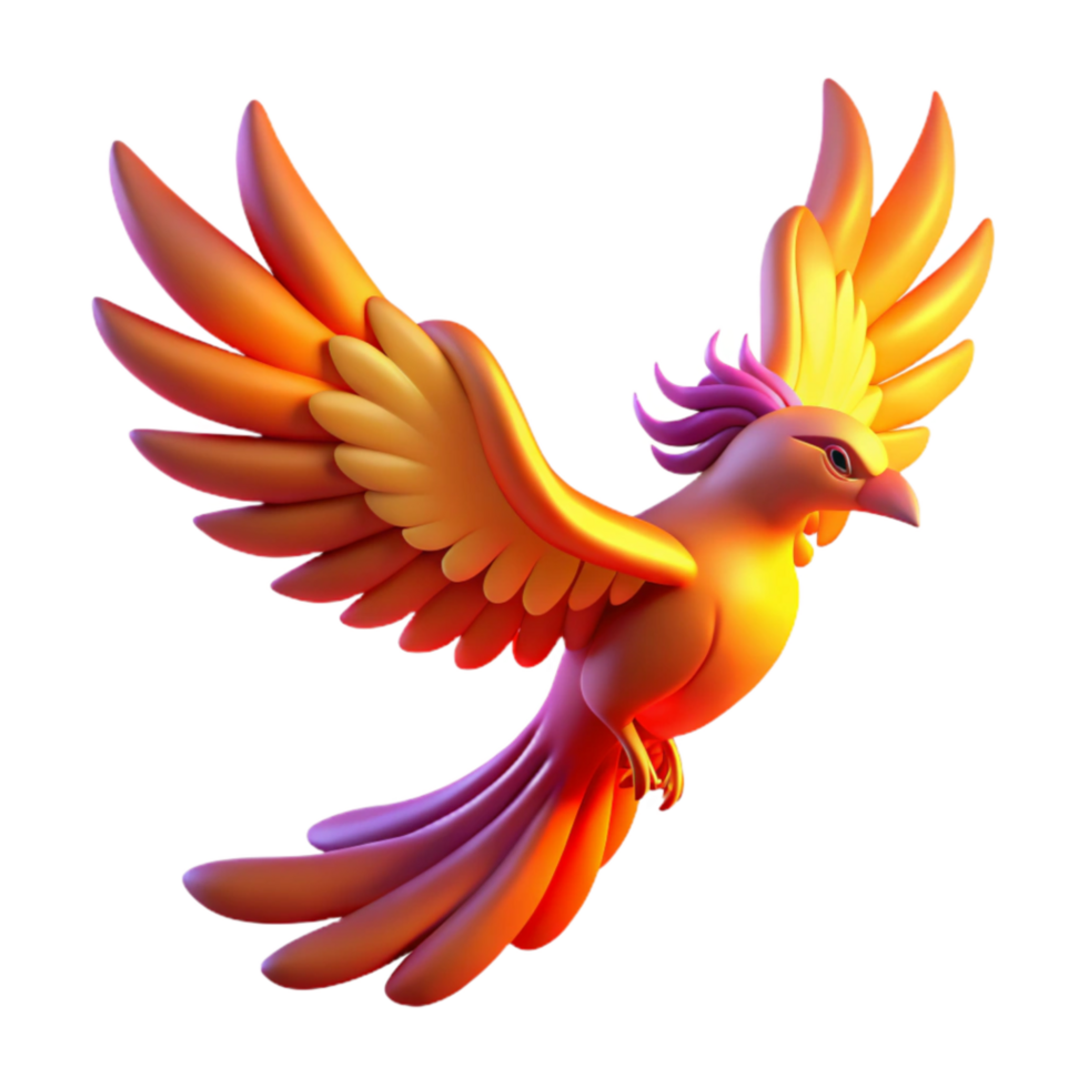 impressive vintage 3D Render of a Colorful, Flying Bird genuine png