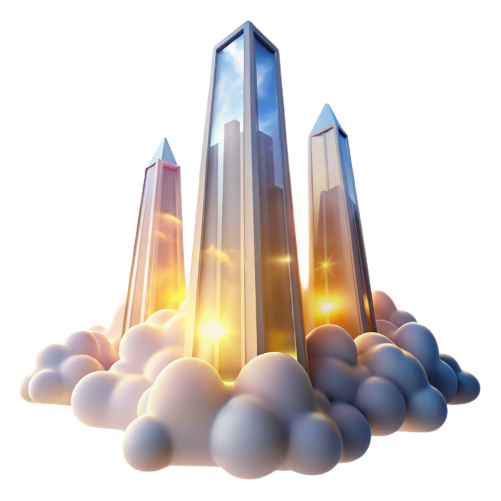 serene rustic Cloud City Skyscrapers in the Sky original png