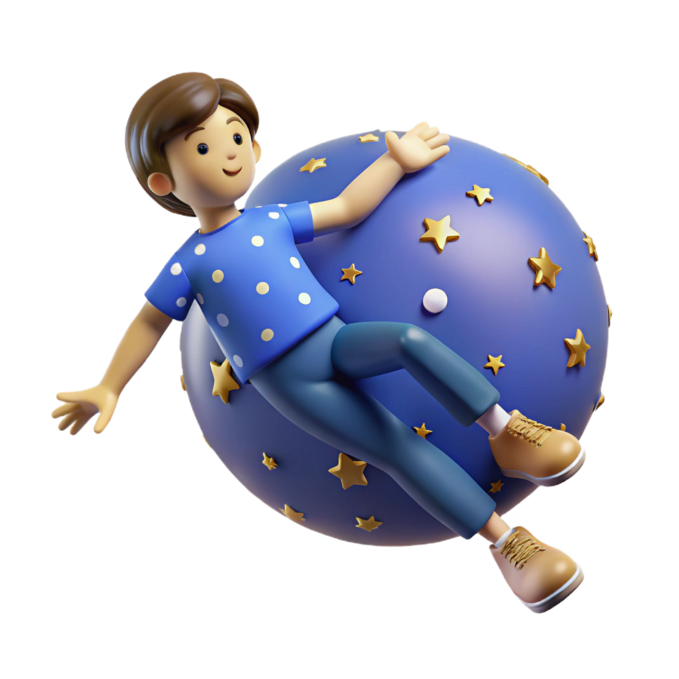 magnificent artistic 3D Render Boy on Starry Sphere original png