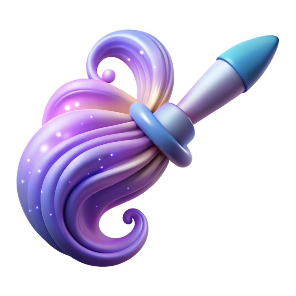 beautiful classic Magical Paintbrush 3D Render of Swirling Color exclusive png
