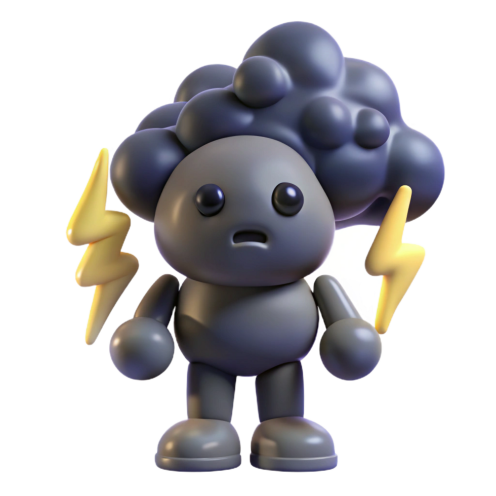extraordinary modern Gloomy 3D Character with Thunderstorm authentic png