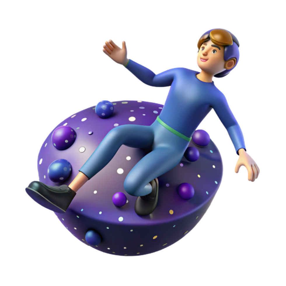 sereno moderno 3d render do pessoa em colorida esfera autêntico png