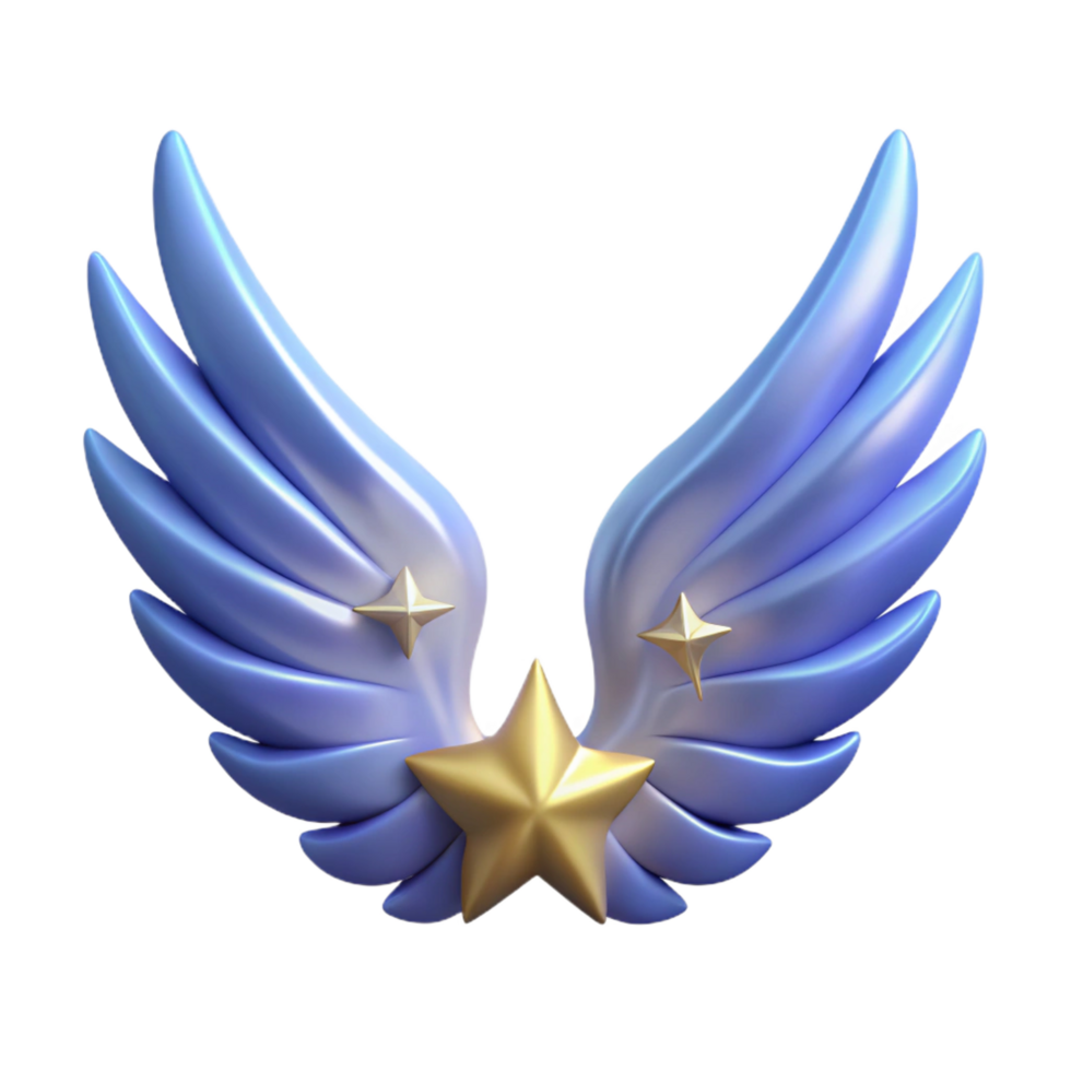 extraordinary modern 3D Render Celestial Wings with Star detailed png
