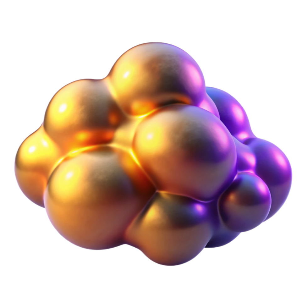 impressive classic Abstract 3D Render Golden and Purple Bubbles exclusive png