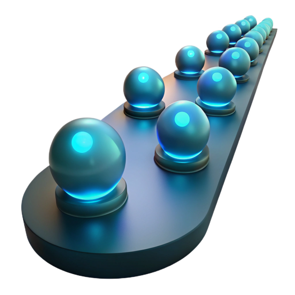 extraordinary abstract Glowing Spheres on Conveyor Belt Abstract 3D Render high resolution png