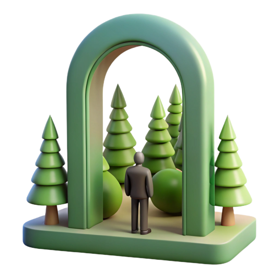 3D Render Man Contemplating Natures Serenity png